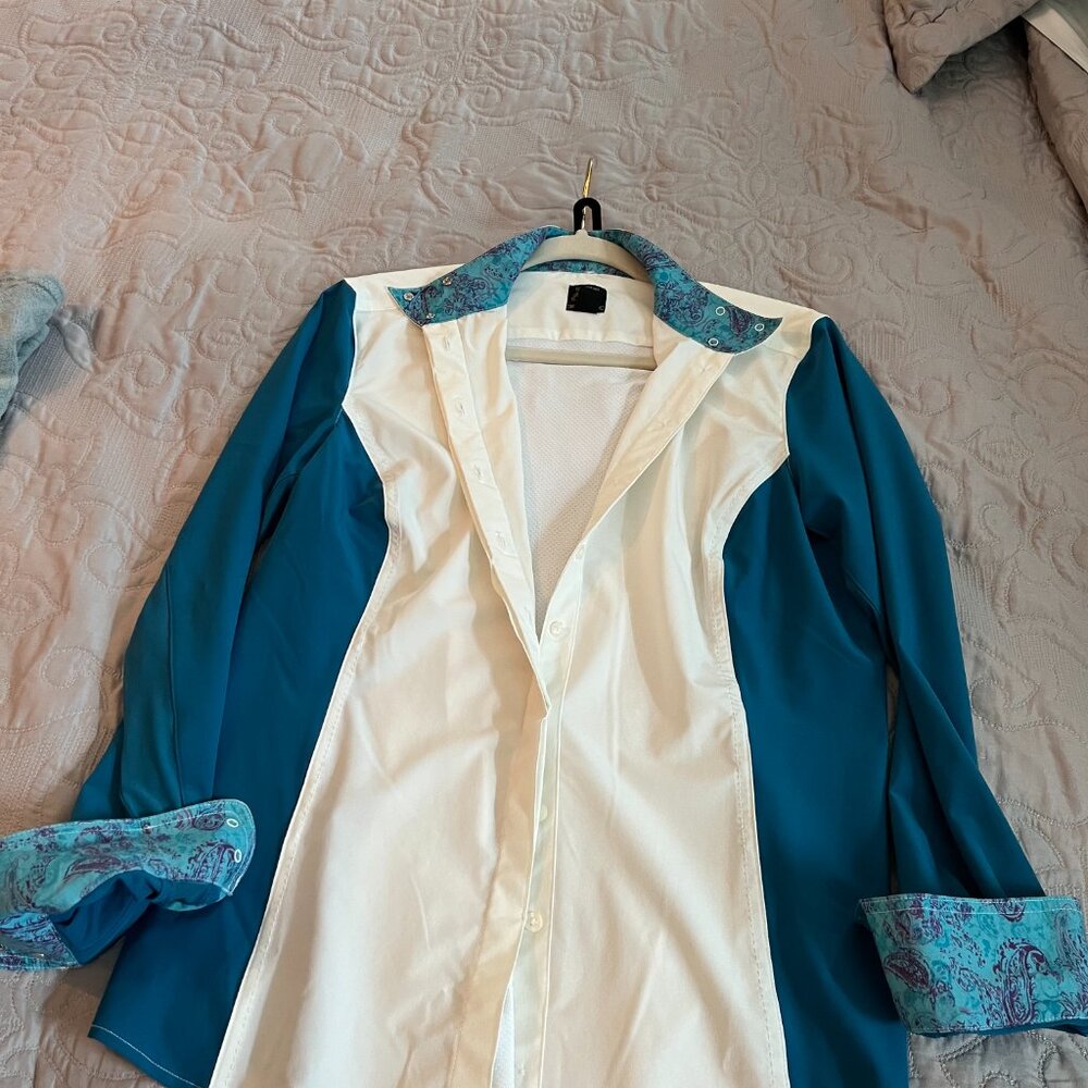 Noble Outfitter Essex Women's Riding Shirt, paisley cuffs and collar -size Large